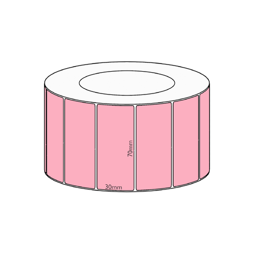 70x30mm Pink Direct Thermal Permanent Label, 4550 per roll, 76mm core