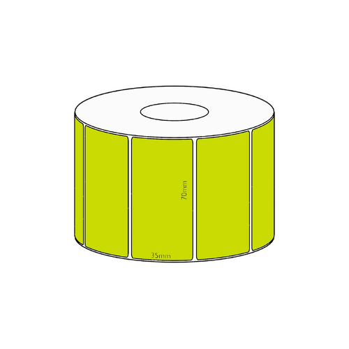 70x35mm Green Direct Thermal Permanent Label, 1300 per roll, 38mm core