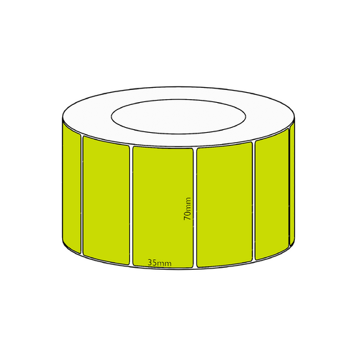 70x35mm Green Direct Thermal Permanent Label, 3950 per roll, 76mm core