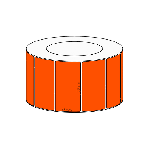 70x35mm Orange Direct Thermal Permanent Label, 3950 per roll, 76mm core