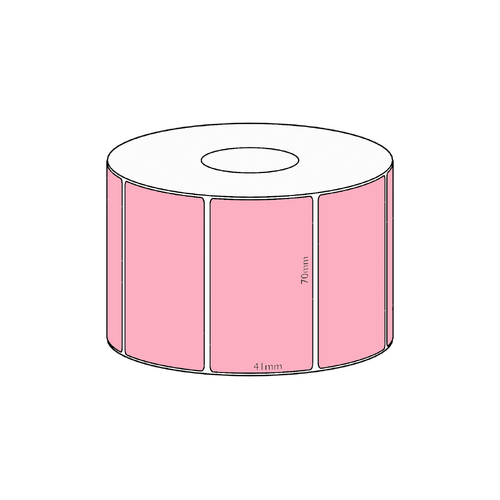 70x41mm Pink Direct Thermal Permanent Label, 1150 per roll, 38mm core