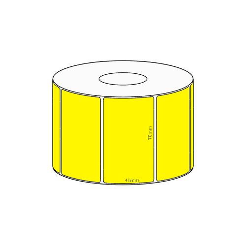 70x41mm Yellow Direct Thermal Permanent Label, 1150 per roll, 38mm core