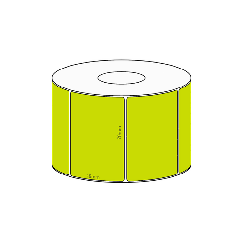 70x48mm Green Direct Thermal Permanent Label, 1000 per roll, 38mm core