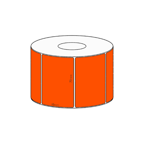 70x48mm Orange Direct Thermal Permanent Label, 1000 per roll, 38mm core