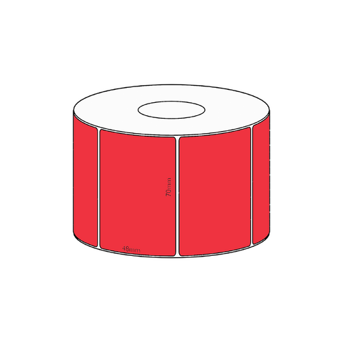 70x48mm Red Direct Thermal Permanent Label, 1000 per roll, 38mm core