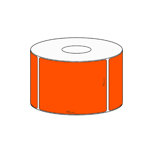 70x99mm Orange Direct Thermal Permanent Label, 500 per roll, 38mm core