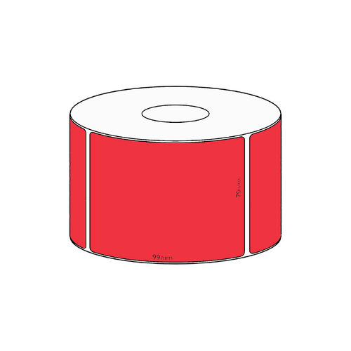 70x99mm Red Direct Thermal Permanent Label, 500 per roll, 38mm core