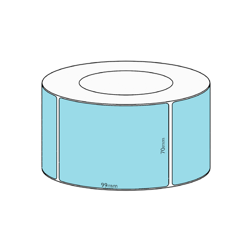 70x99mm Blue Direct Thermal Permanent Label, 1450 per roll, 76mm core