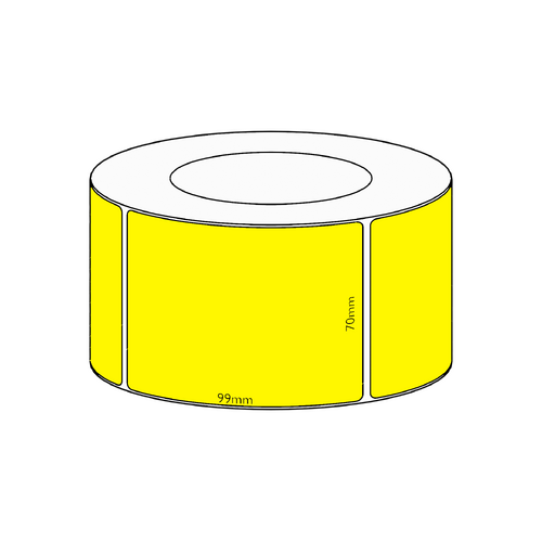 70x99mm Yellow Direct Thermal Permanent Label, 1450 per roll, 76mm core