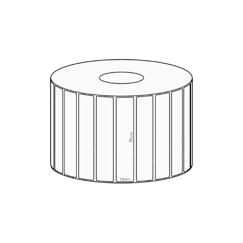 75x15mm Direct Thermal Permanent Label, 2800 per roll, 38mm core