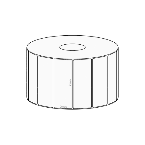 75x28mm Transfer Permanent Label, 1600 per roll, 38mm core