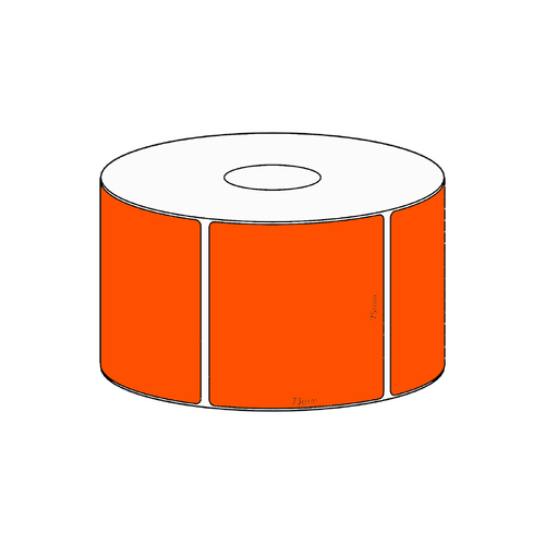 75x73mm Orange Direct Thermal Permanent Label, 650 per roll, 38mm core