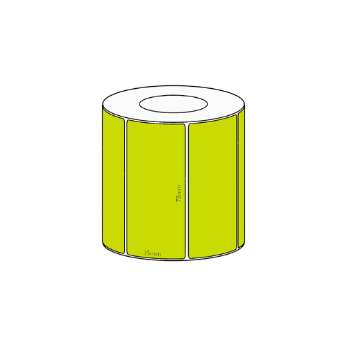 78x35mm Green Direct Thermal Permanent Label, 1300 per roll, 38mm core