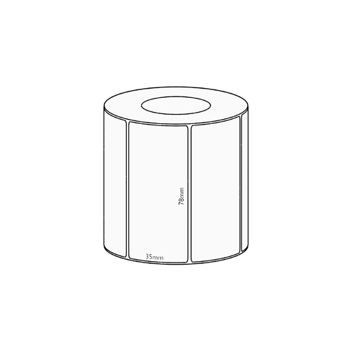 78x35mm Direct Thermal Permanent Label, 1300 per roll, 38mm core