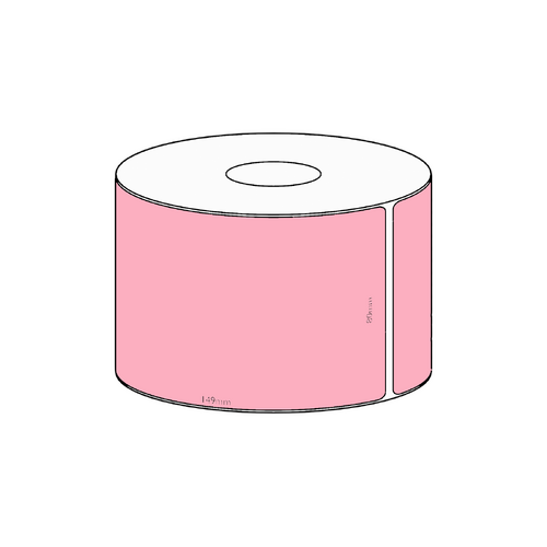 80x149mm Pink Direct Thermal Permanent Label, 350 per roll, 38mm core