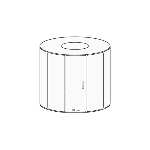 80x28mm Direct Thermal Permanent Label, 1600 per roll, 38mm core