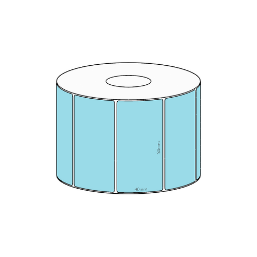 80x40mm Blue Direct Thermal Permanent Label, 1150 per roll, 38mm core