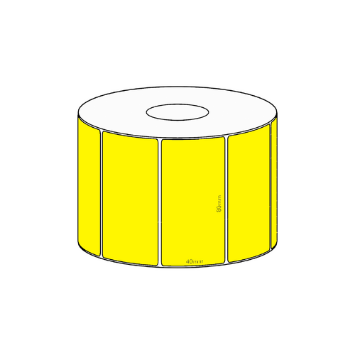 80x40mm Yellow Direct Thermal Permanent Label, 1150 per roll, 38mm core