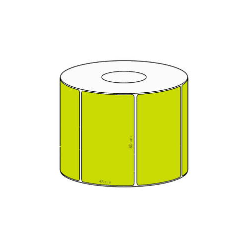 80x48mm Green Direct Thermal Permanent Label, 1000 per roll, 38mm core