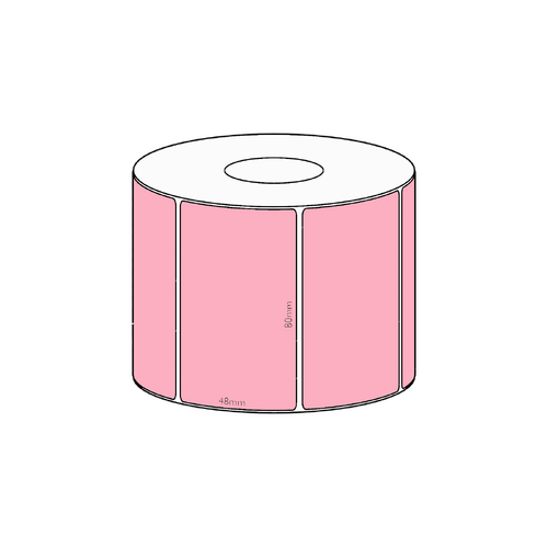 80x48mm Pink Direct Thermal Permanent Label, 1000 per roll, 38mm core