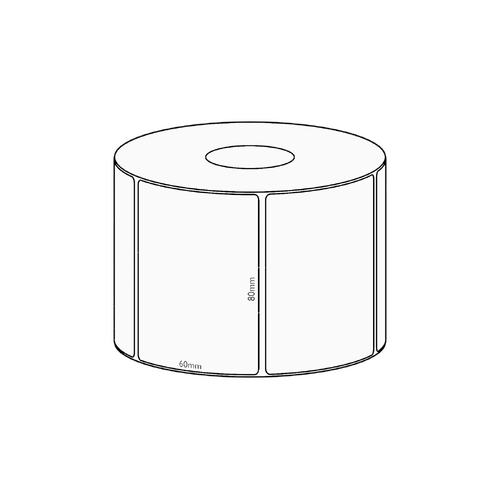 80x60mm Direct Thermal Permanent Label, 800 per roll, 38mm core