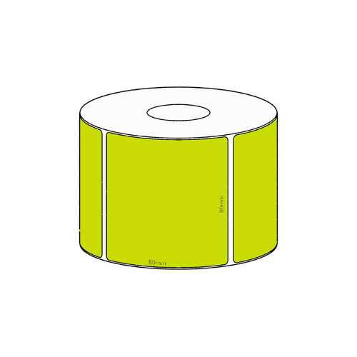 80x80mm Green Direct Thermal Permanent Label, 600 per roll, 38mm core