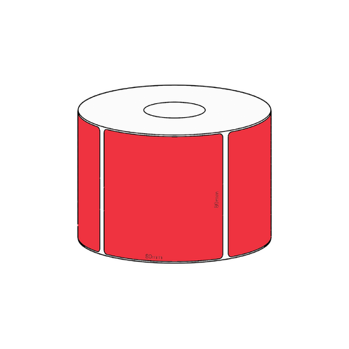 80x80mm Red Direct Thermal Permanent Label, 600 per roll, 38mm core