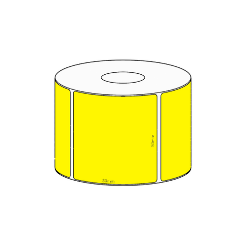 80x80mm Yellow Direct Thermal Permanent Label, 600 per roll, 38mm core