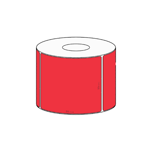 80x99mm Red Direct Thermal Permanent Label, 500 per roll, 38mm core
