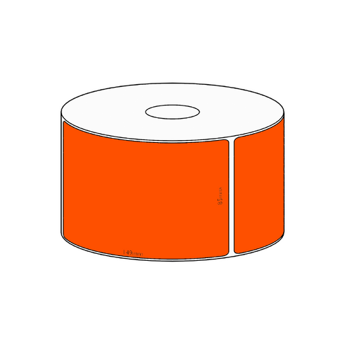 85x149mm Orange Direct Thermal Permanent Label, 350 per roll, 38mm core