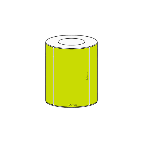 85x55mm Green Direct Thermal Permanent Label, 850 per roll, 38mm core