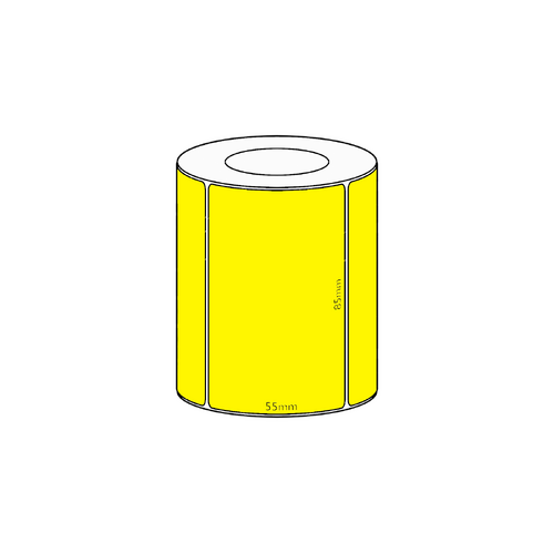 85x55mm Yellow Direct Thermal Permanent Label, 850 per roll, 38mm core