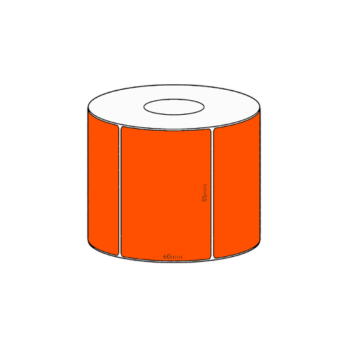 85x60mm Orange Direct Thermal Permanent Label, 800 per roll, 38mm core