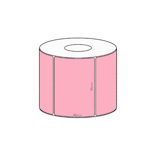 85x60mm Pink Direct Thermal Permanent Label, 800 per roll, 38mm core