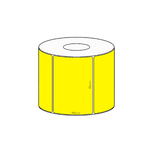 85x60mm Yellow Direct Thermal Permanent Label, 800 per roll, 38mm core