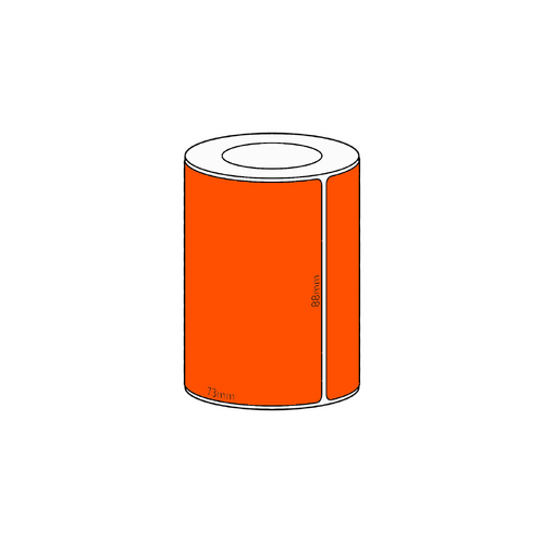 88x73mm Orange Direct Thermal Permanent Label, 650 per roll, 38mm core