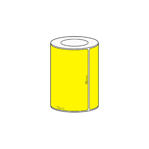 88x73mm Yellow Direct Thermal Permanent Label, 650 per roll, 38mm core