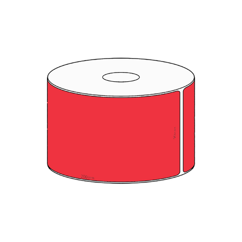 90x200mm Red Direct Thermal Permanent Label, 250 per roll, 38mm core