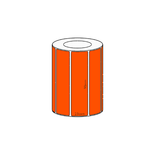 90x23mm Orange Direct Thermal Permanent Label, 1900 per roll, 38mm core