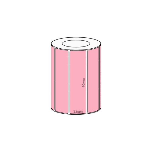 90x23mm Pink Direct Thermal Permanent Label, 1900 per roll, 38mm core