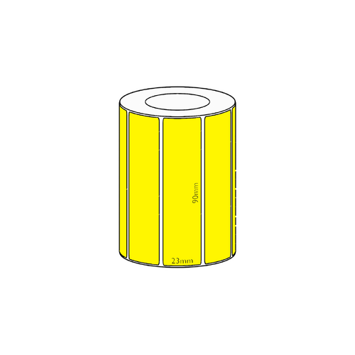 90x23mm Yellow Direct Thermal Permanent Label, 1900 per roll, 38mm core