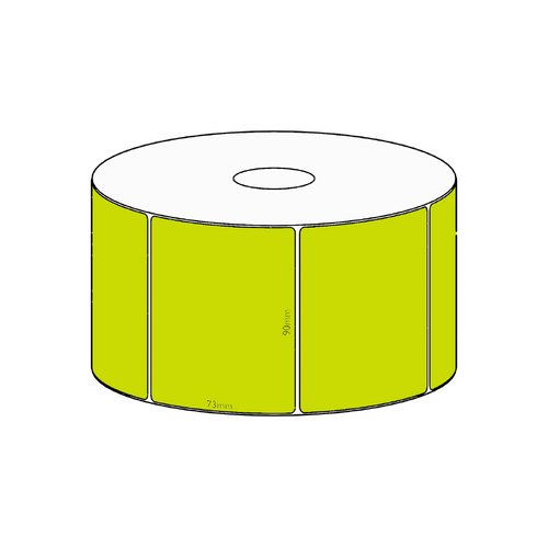 90x73mm Green Direct Thermal Permanent Label, 650 per roll, 38mm core