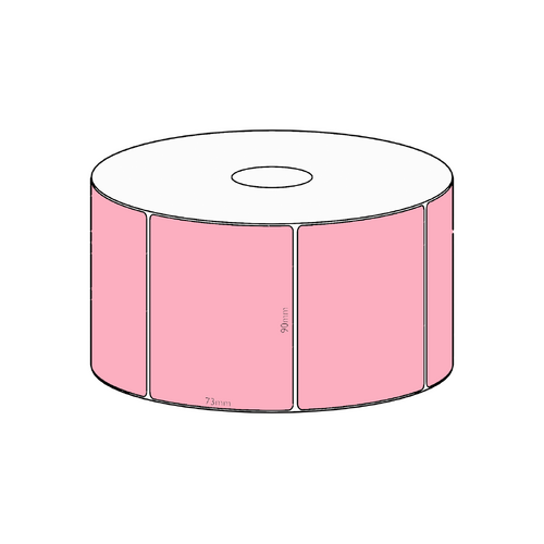 90x73mm Pink Direct Thermal Permanent Label, 650 per roll, 38mm core