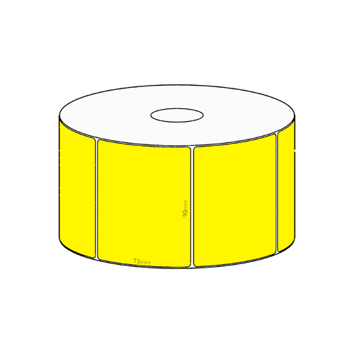 90x73mm Yellow Direct Thermal Permanent Label, 650 per roll, 38mm core