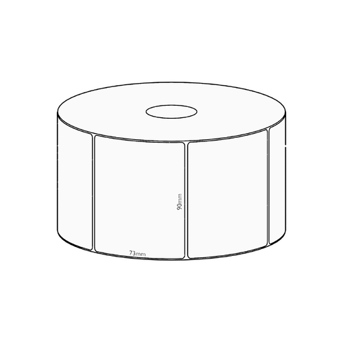 90x73mm Direct Thermal Permanent Label, 650 per roll, 38mm core