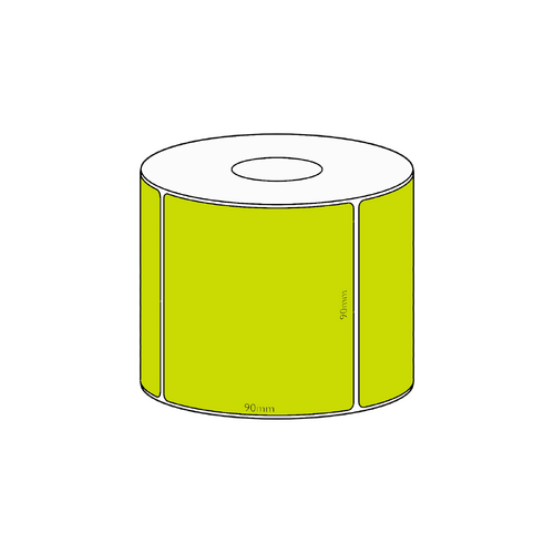 90x90mm Green Direct Thermal Permanent Label, 550 per roll, 38mm core