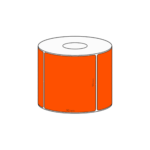 90x90mm Orange Direct Thermal Permanent Label, 550 per roll, 38mm core