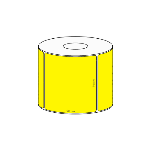 90x90mm Yellow Direct Thermal Permanent Label, 550 per roll, 38mm core