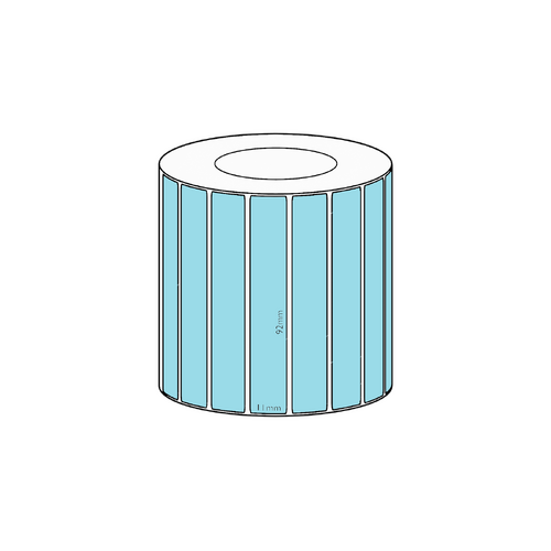 92x11mm Blue Direct Thermal Permanent Label, 3550 per roll, 38mm core