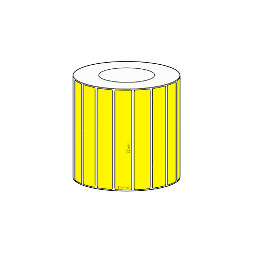 92x11mm Yellow Direct Thermal Permanent Label, 3550 per roll, 38mm core